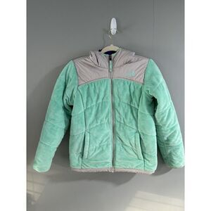 The North‎ Face Reversible Fleece Soft Shell Girl's Teal/Grey/Blue Jacket Size L